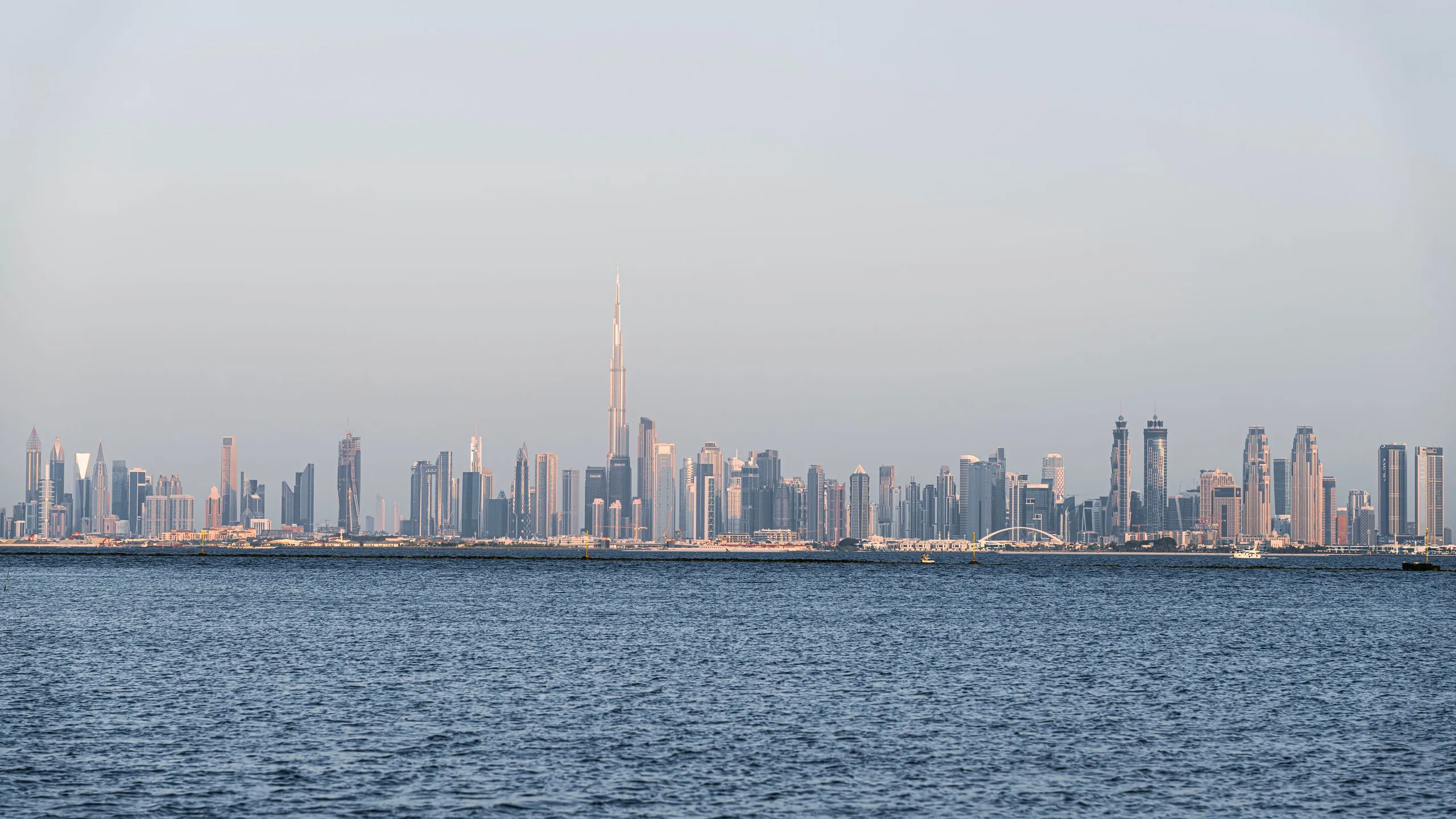 The Dubai skyline across the water of the creek